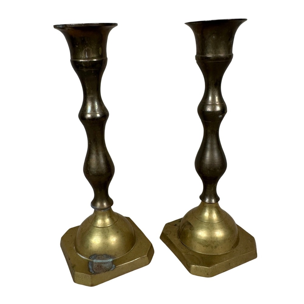 Vintage Brass Candlestick Holders Set of 2 6 Inch Taper Boho Gold Eclectic
